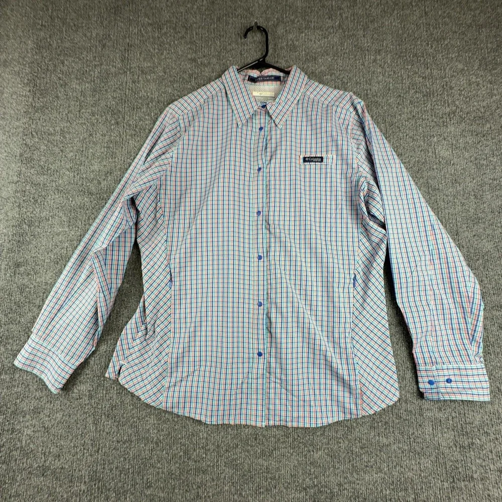 Columbia PFG Super Tamiami Shirt Mens XL Plaid Omni-Shade Fishing Long Sleeve